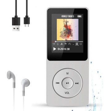 16 GB odtwarzacz mp3 odtwarzacz muzyczny bluetooth 5.0 z białe słuchawki