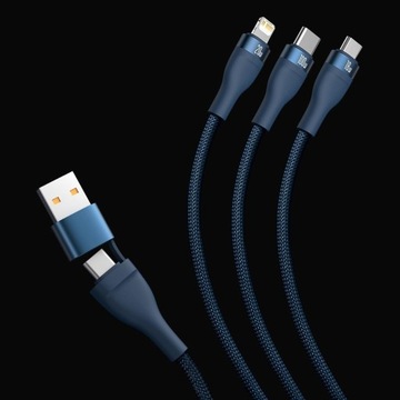 КАБЕЛЬ BASEUS USB 3 в 1 USB-C/Lightning/micro USB STRONG CABLE 100 Вт 1,2 м