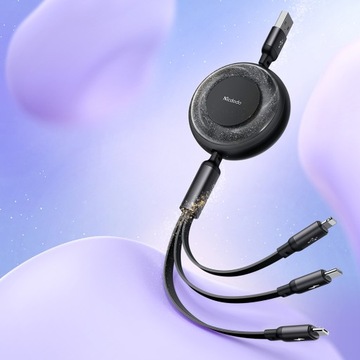 MCDODO USB-КАБЕЛЬ 3 В 1 С РАЗМАЧКОЙ USB-C LIGHTNING MICRO USB СВЕТЯЩИЙСЯ ЧЕРНЫЙ