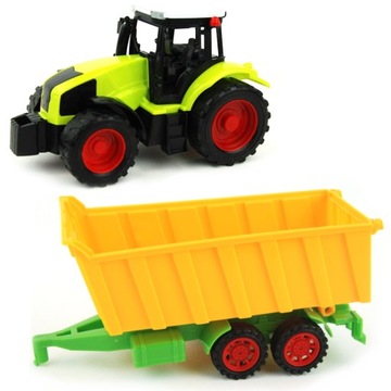 TRAKTOR + MASZYNA ROLNICZA ŻÓŁTA PRZYCZEPA