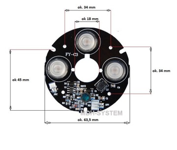 ИК-ПОДСВЕТИТЕЛЬ 3-СВЕТОДИОДНЫЙ ИНФРАКРАСНЫЙ ОТРАЖАТЕЛЬ МОДУЛЬ ПОДСВЕТКИ 20 м