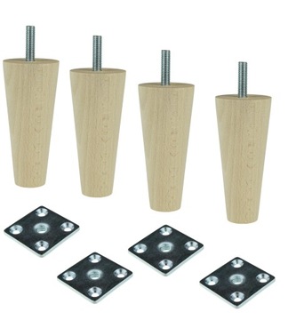 Nogi Nóżki 10 cm Drewniane surowe + blachy zestaw
