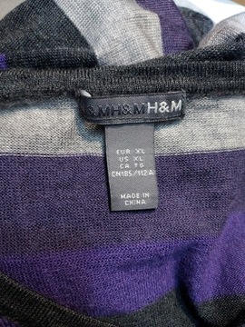 H&M sweter v-neck 100% merynos merino XL wada