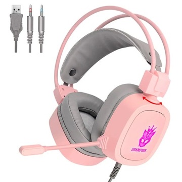 SŁUCHAWKI GAMINGOWE USB MIKROFON PODŚWIETLENIE RGB