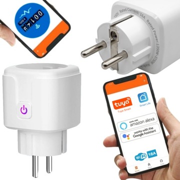 Inteligentne gniazdo monitor energii sterowanie Alexa Tuya WiFi 16A 3600W