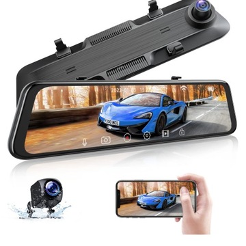 REJESTRATOR W LUSTERKU WiFi HD 9.66 KAMERA COFANIA