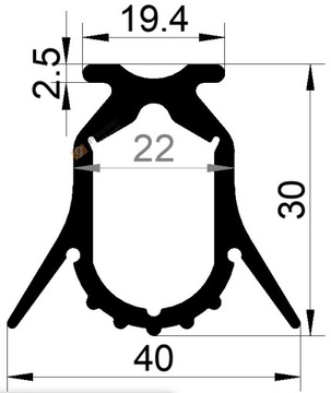 УПЛОТНЕНИЕ НИЖНЕЕ ДЛЯ СЕКЦИОННЫХ ВОРОТ B-063, РАЗДВИЖНЫЕ 1М
