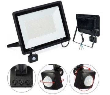 HALOGEN LED 200W NAŚWIETLACZ SLIM CZUJNIK RUCHU