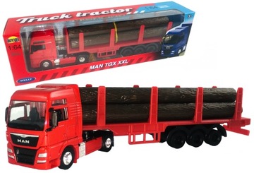 TIR MAN TGX XXL MODEL WELLY 1:64 PRZYCZEPA DO PRZEWOZU DRZEWA