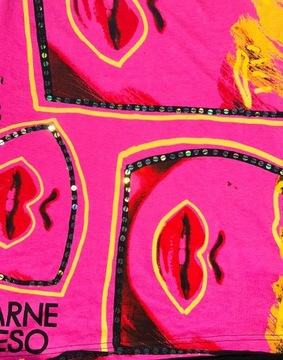 DESIGUAL różowa bawełniana bluzka print usta M