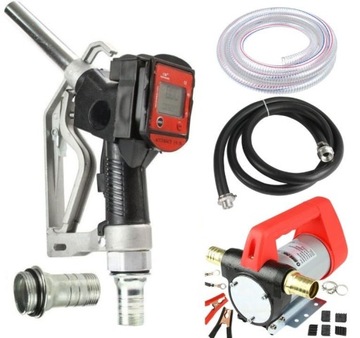 POMPA 12V do SPUSZCZANIA OLEJU PALIWA PISTOLET MINI CPN DYSTRYBUTOR 2X WĄŻ
