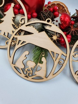 Деревянная безделушка. Набор из 3 шт. Рождественское украшение.