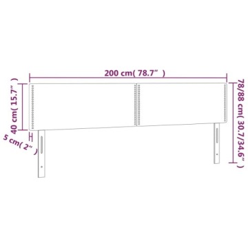 Изголовье кровати со светодиодом, черный, 200x5x78/88 см, бархат