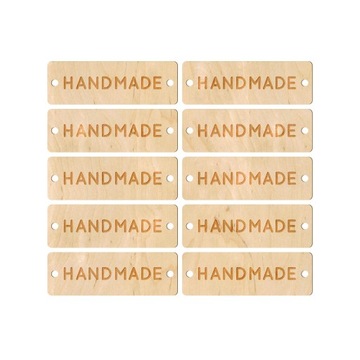 Handmade drewniana wszywka metka guzik 10 szt