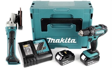 MAKITA DGA452+DHP482 WKRĘTARKA SZLIFIERKA 2x3.0AH