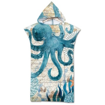 RĘCZNIK Z KAPTUREM MORSOWANIA KĄPIELOWY PONCZO