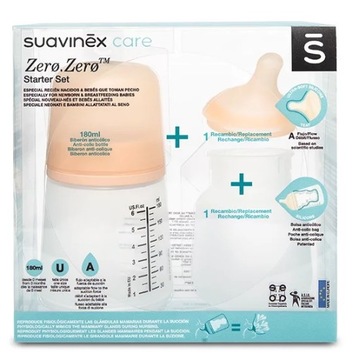 НАБОР БУТЫЛОК SUAVINEX ZERO 180 МЛ, РЕГУЛИРУЕМЫЙ A