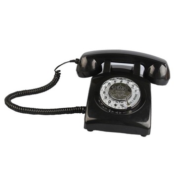 Retro Rotary Dial Home Phones Przewodowe czarne