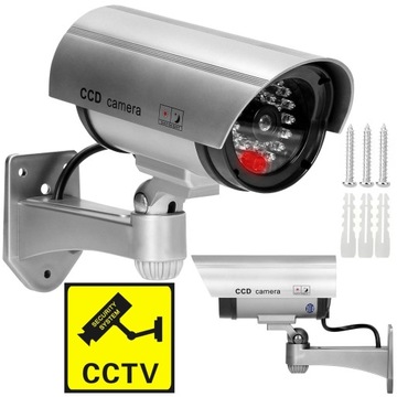 KAMERA ATRAPA KAMERY MONITORINGU CCTV ZEWNĘTRZNA Z DIODĄ LED NA BATERIE