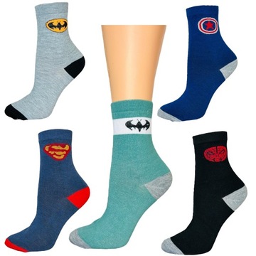5 ДЕТСКИХ НОСКОВ, ХЛОПКОВЫЕ носки для мальчиков с изображением Бэтмена и СУПЕРМЕНА