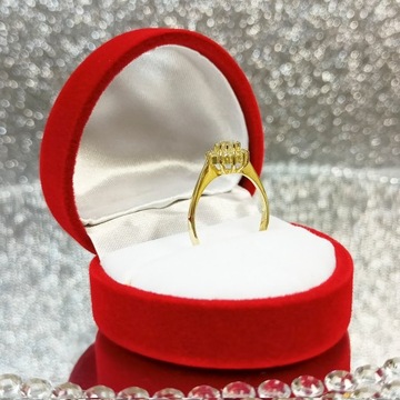 PIERŚCIONEK ZARĘCZYNOWY KWIAT Z KAMIENIAMI ZŁOTO