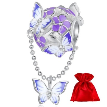 G570 Kula kwiaty motyle srebrny charms beads