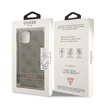 Guess GUOHCN61H4STW iPhone 11 brązowy/brown hardcase 4G Print Strap