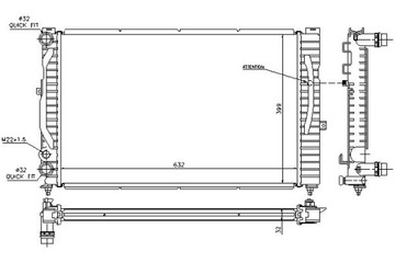 CHLADIČ MOTORU VW SUPERB (02-)/ 632X398X32