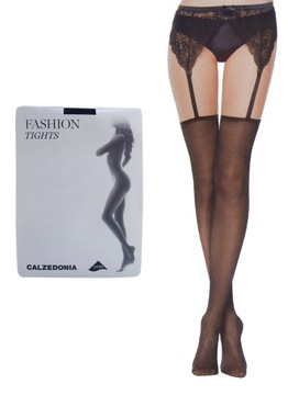 CALZEDONIA rajstopy czarne koronka 1/2 S/M