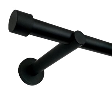 KARNISZ POJEDYNCZY Fi19/190 CZARNY MAT bez żabek