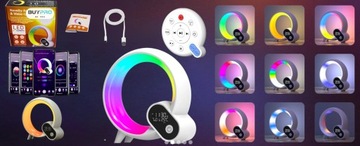 Lampka Nocna do Sypialni Głośnik Bluetooth Zegar Datownik na Prezent 6w1