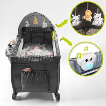 Дорожная кроватка LIONELO SVEN, ВОСПРОИЗВЕДЕНИЕ + МУЗЫКАЛЬНАЯ ШКАТУЛКА