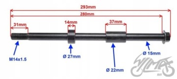 ЗАДНЯЯ ОСЬ M14x280 ДЛЯ JUNAK 901 SPORT