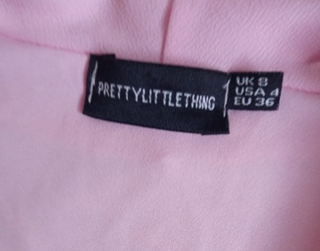 prettylittlething kopertowa sukienka pastelowy róż r.36