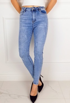 # KLASYCZNE DAMSKIE SPODNIE JEANSOWE RURKI BLUE #