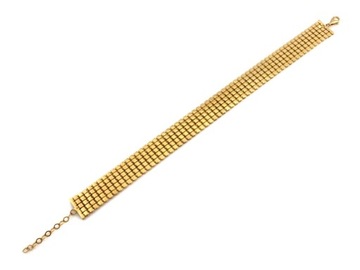 Złota bransoleta 585 szeroka z małych ruchomych kwadracików r20 na prezent