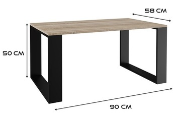 STOLIK KAWOWY ŁAWA SALON MODERN SONOMA CZERŃ 58x90