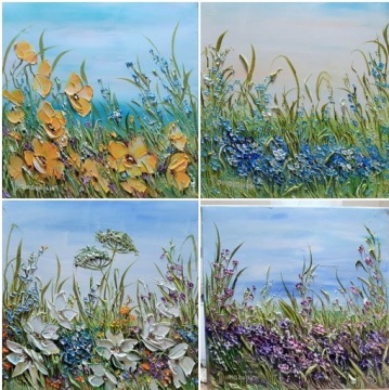 JOANNA DOMAGALSKA КАРТИНА МАСЛОМ ЦВЕТЫ НЕЖНЫЕ ГОРТЕНЗИИ 40X50