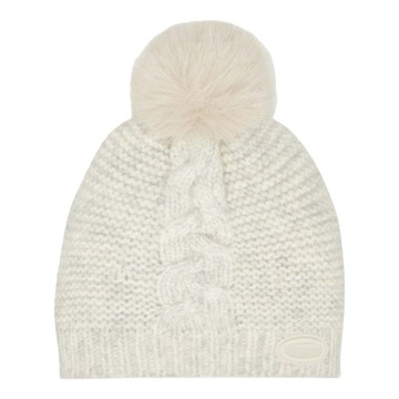 GUESS CZAPKA ZIMOWA Z POMPONEM BEANIE ECRU r.L