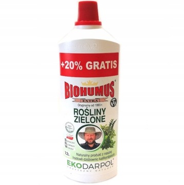 BIOHUMUS Extra KWIATY ZIELONE nawóz organiczny 1L
