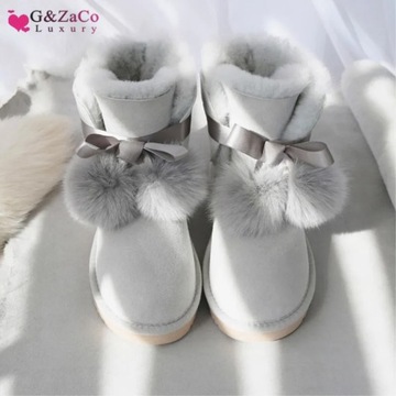 buty śniegowe Zimowe z prawdziwej kożucha damskie wełna owcza Australia ś