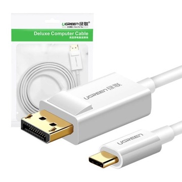 Kabel Przewód ADAPTER USB-C Do Display Port DP 1,5M 4K Biały UGREEN 40420