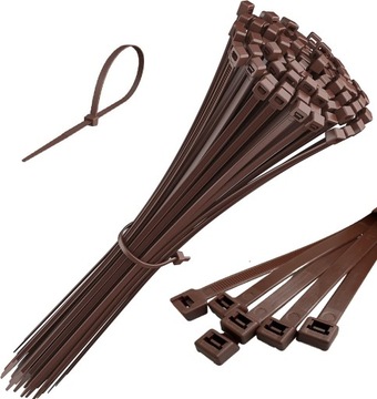 100x BRĄZOWE TRYTYTKI OPASKI KABLOWE OPASKI ZACISKOWE TRYTKI 4,8X450 mm