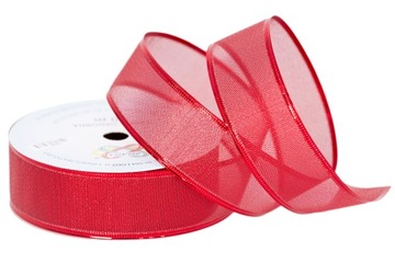 WSTĄŻKA METALICZNA BROKATOWA 4cm/10m CZERWONA