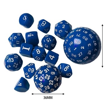 Набор из 15 многогранных кубиков в мешочке. Акриловые кубики для синего стола.