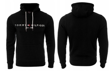 BLUZA TOMMY HILFIGER EST. 1985 Z KAPTUREM OCIEPLANA CZARNA ROZ. XL