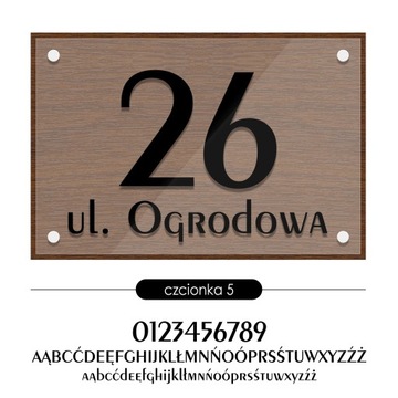 Tablica adresowa adres 3D numer na dom 30x20 aluminium z fakturą drewna