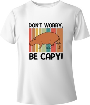 T-shirt Kapibara "DON'T WORRY, BE CAPY!" Biały XXL