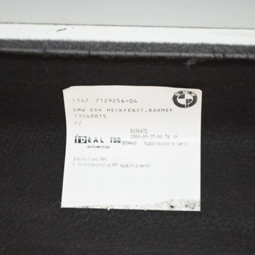 BMW 6 E63 E64 2009 JINÉ DÍLY INTERIÉR VOZIDLA