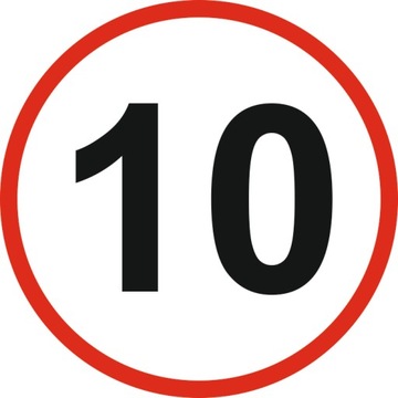 OGRANICZENIE PRĘDKOŚCI Naklejka 10 km/h znak 12 cm